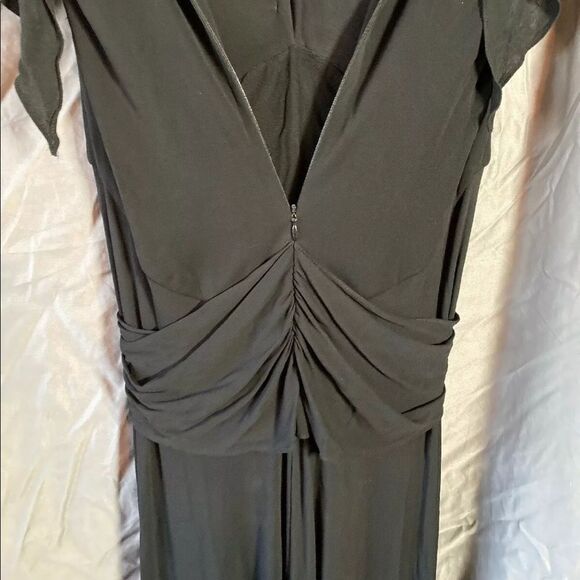 Marc Bouwer Glamit Black Full Length Formal Dress With Rhinestone Brooch Size 6 - Picture 6 of 6